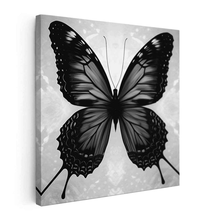 Elegant Monochrome Butterfly: Realistic Nature-Inspired Canvas Art Print