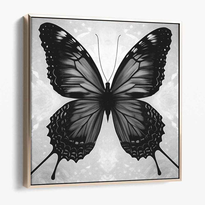 Elegant Monochrome Butterfly: Realistic Nature-Inspired Canvas Art Print