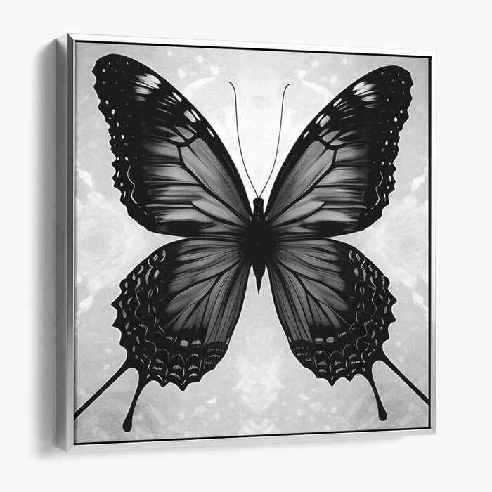 Elegant Monochrome Butterfly: Realistic Nature-Inspired Canvas Art Print