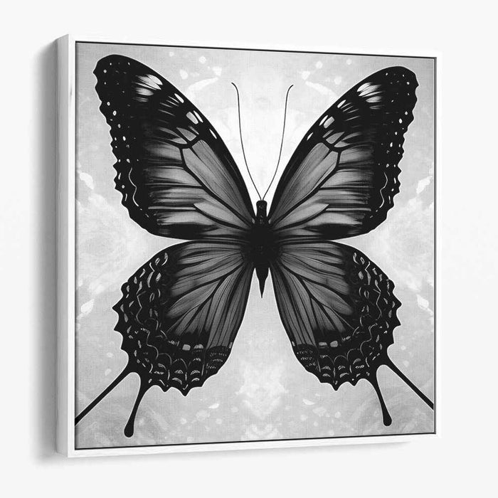 Elegant Monochrome Butterfly: Realistic Nature-Inspired Canvas Art Print