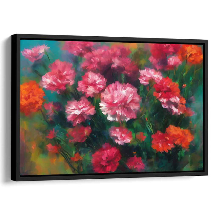 Blossom Whispers Unleashed: Vibrant Carnations Canvas Art Print