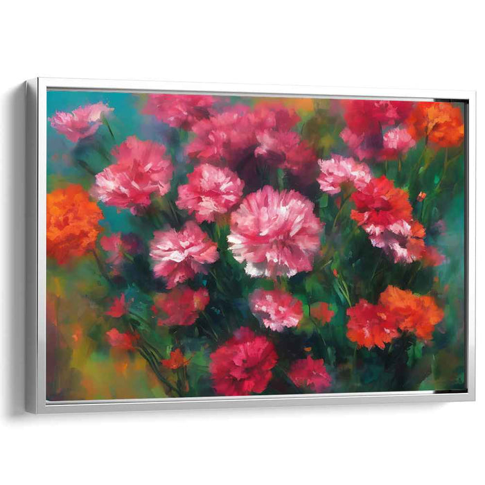 Blossom Whispers Unleashed: Vibrant Carnations Canvas Art Print