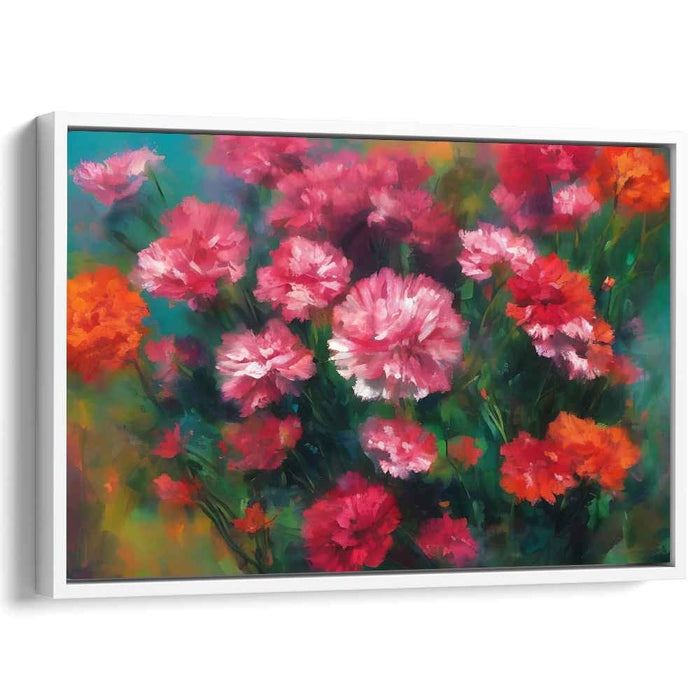 Blossom Whispers Unleashed: Vibrant Carnations Canvas Art Print