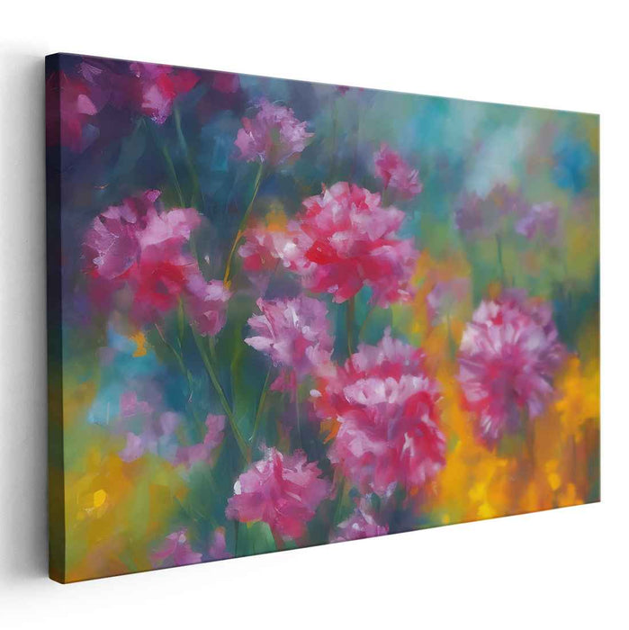 Blush Petal Whispers: Impressionistic Pink Floral Canvas Art Print