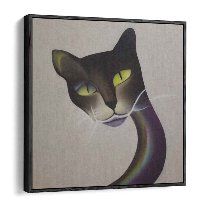 Feline Mystique: Surrealist Cat with Enigmatic Yellow Eyes Canvas Art Print