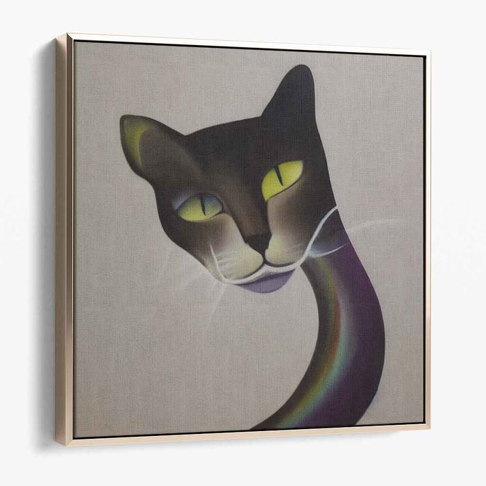 Feline Mystique: Surrealist Cat with Enigmatic Yellow Eyes Canvas Art Print