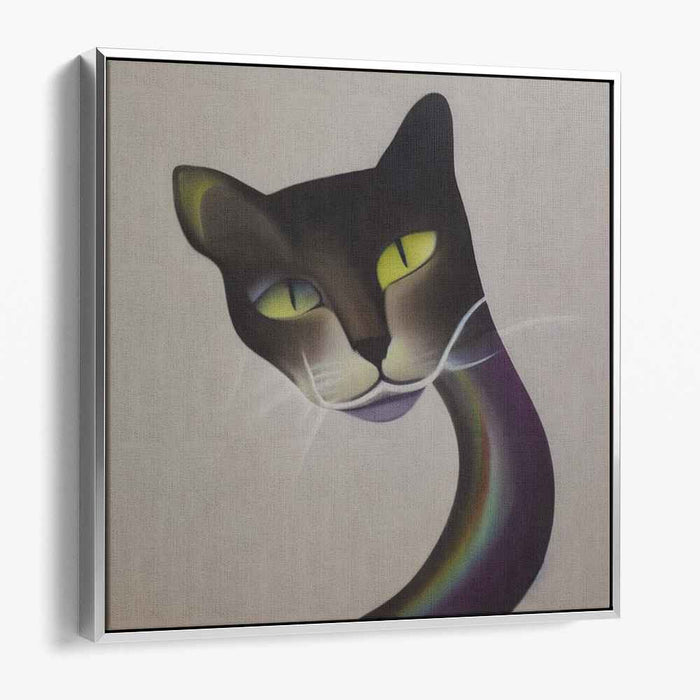 Feline Mystique: Surrealist Cat with Enigmatic Yellow Eyes Canvas Art Print