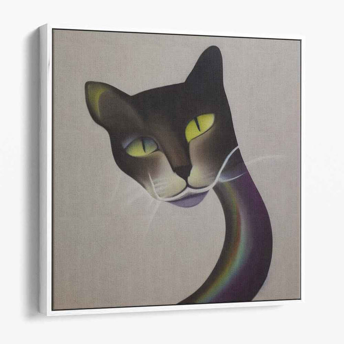 Feline Mystique: Surrealist Cat with Enigmatic Yellow Eyes Canvas Art Print