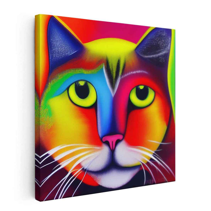 Whisker World: Pop Art Colorful Cat Canvas Art Print