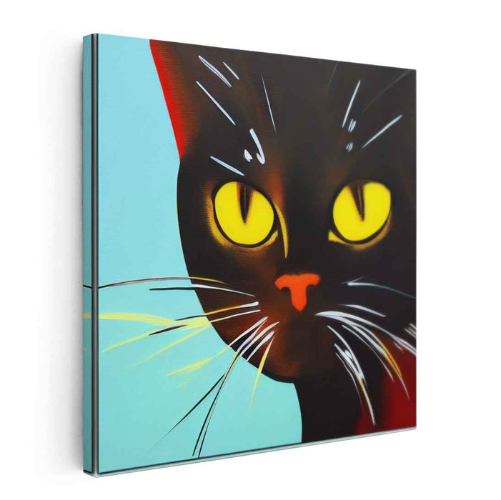 Feline Noir: Pop Art Black Cat Canvas Print