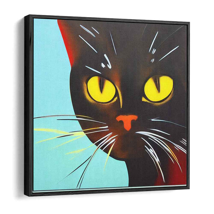 Feline Noir: Pop Art Black Cat Canvas Print