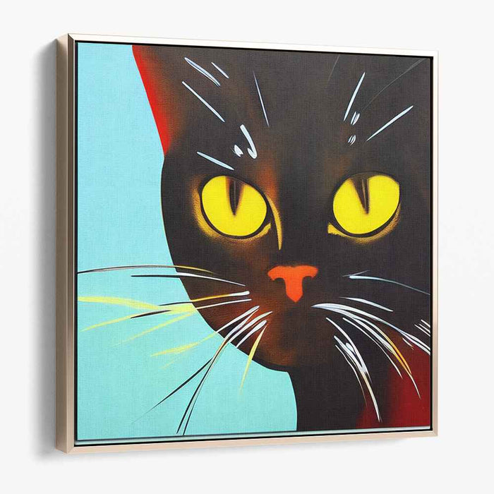 Feline Noir: Pop Art Black Cat Canvas Print