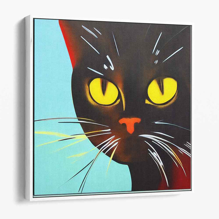 Feline Noir: Pop Art Black Cat Canvas Print