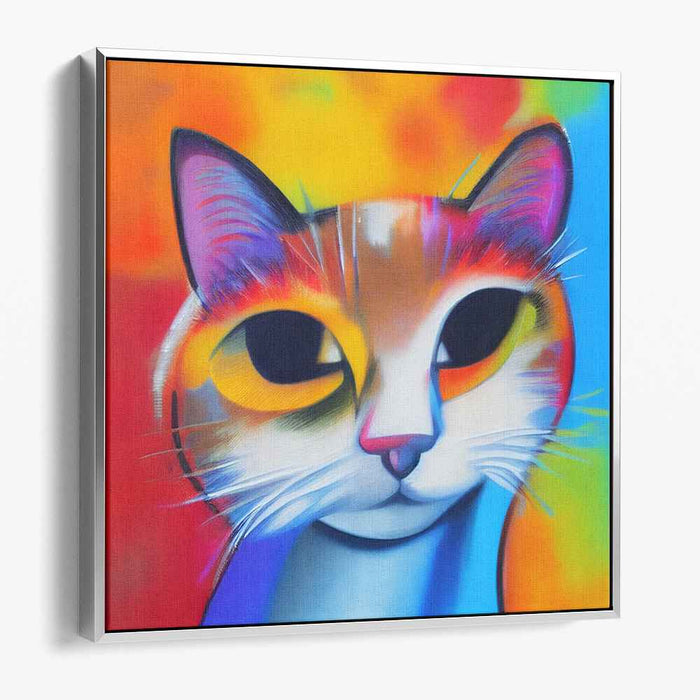 Spectrum Feline Fantasy: Vibrant Pop Art Cat Canvas Print