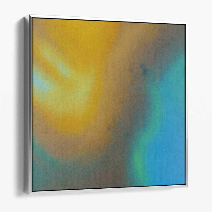 Sunshine Dance In Blues: Abstract Golden Yellow and Blue Canvas Art Print