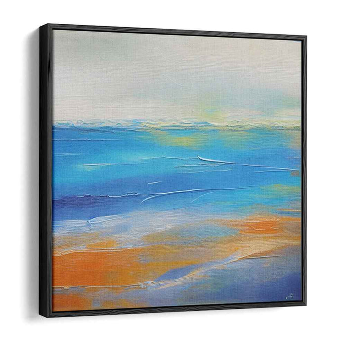 Whispers From The Depths: Abstract Seascape in Blue and Orange Canvas Art