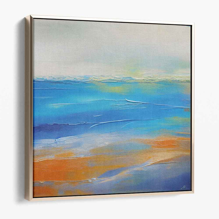 Whispers From The Depths: Abstract Seascape in Blue and Orange Canvas Art