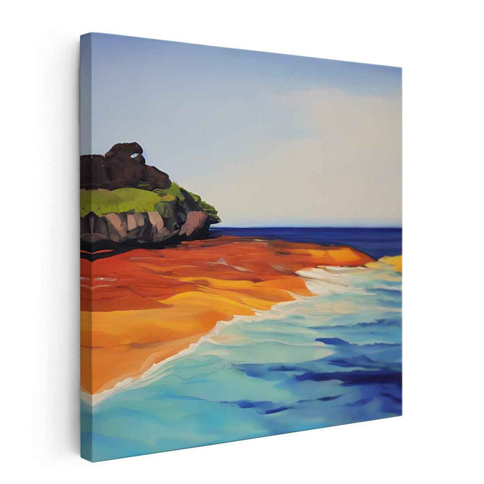 Oceanic Strokes: Expressive Brushwork Ocean and Beach Canvas Art