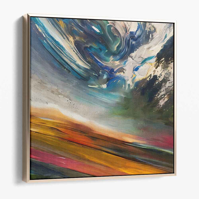 Vibrant Earth Symphony: Abstract Expressionist Landscape Canvas Art