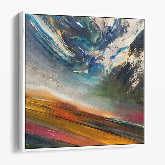 Vibrant Earth Symphony: Abstract Expressionist Landscape Canvas Art