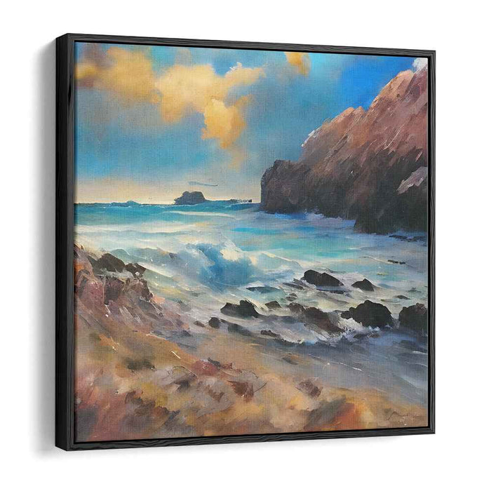 Turquoise Tides: Majestic Seascape Oil Painting