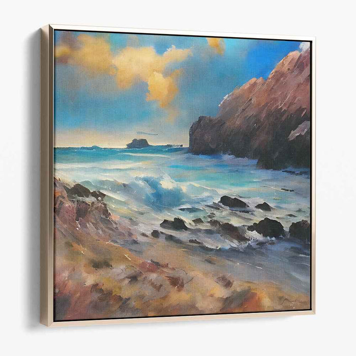 Turquoise Tides: Majestic Seascape Oil Painting