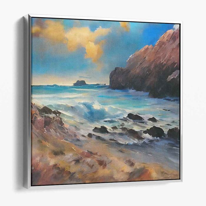 Turquoise Tides: Majestic Seascape Oil Painting