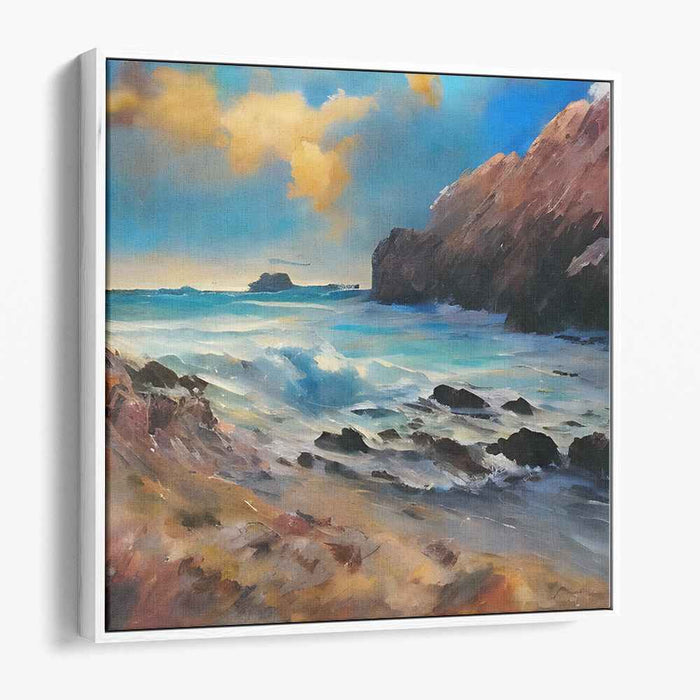 Turquoise Tides: Majestic Seascape Oil Painting