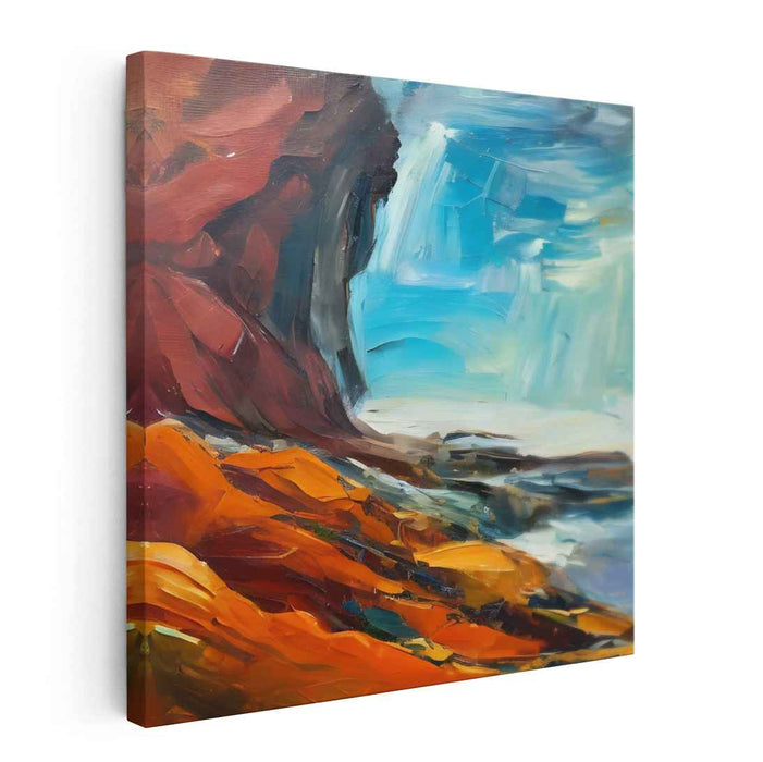Cascading Elegance: Vivid Impressionist Waterfall Landscape Canvas Art