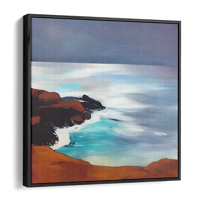 Energy Echoes in Rock Melodies: Dynamic Ocean Waves Crashing on Rocky Shores Canvas Art Print