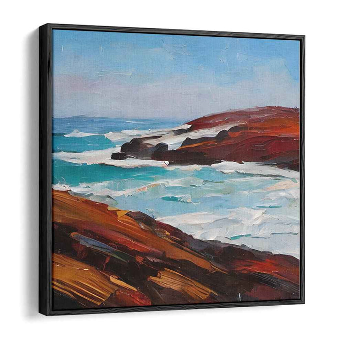 Coastal Vigor: Impressionistic Seascape with Dynamic Waves Canvas Art