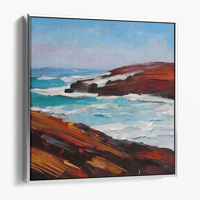 Coastal Vigor: Impressionistic Seascape with Dynamic Waves Canvas Art