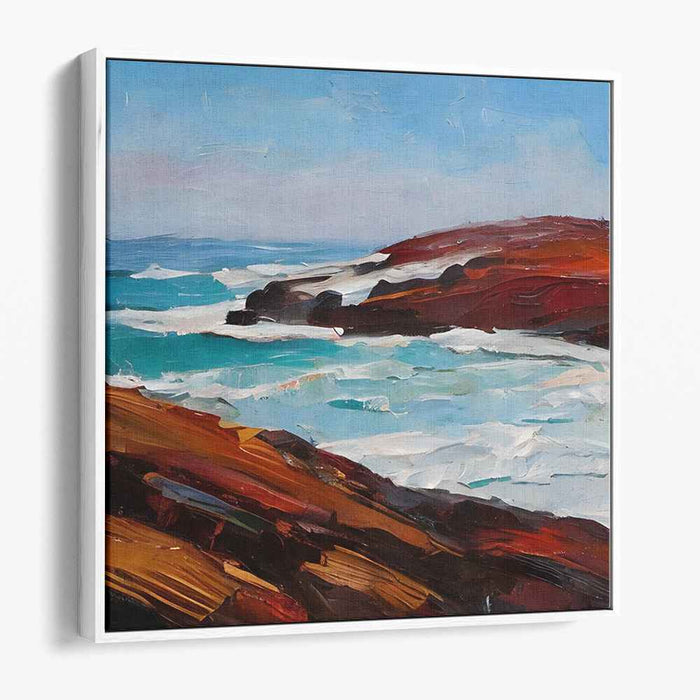 Coastal Vigor: Impressionistic Seascape with Dynamic Waves Canvas Art