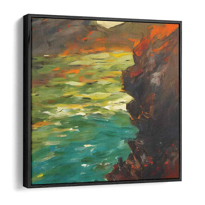 Rustic River Reflections: Impressionist Autumn Landscape Canvas Art