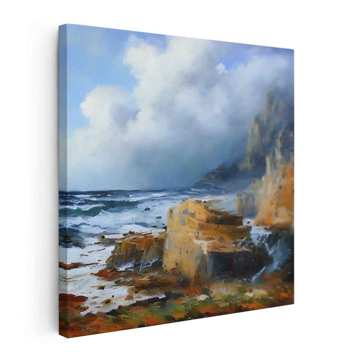 Midnight Sea Symphony: Dramatic Coastal Landscape Canvas Art Print