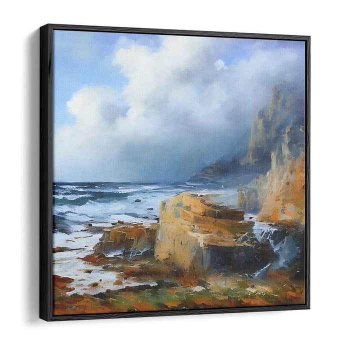 Midnight Sea Symphony: Dramatic Coastal Landscape Canvas Art Print