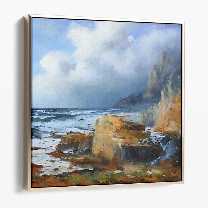 Midnight Sea Symphony: Dramatic Coastal Landscape Canvas Art Print
