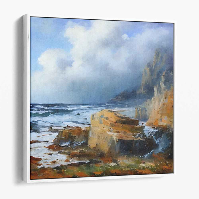 Midnight Sea Symphony: Dramatic Coastal Landscape Canvas Art Print