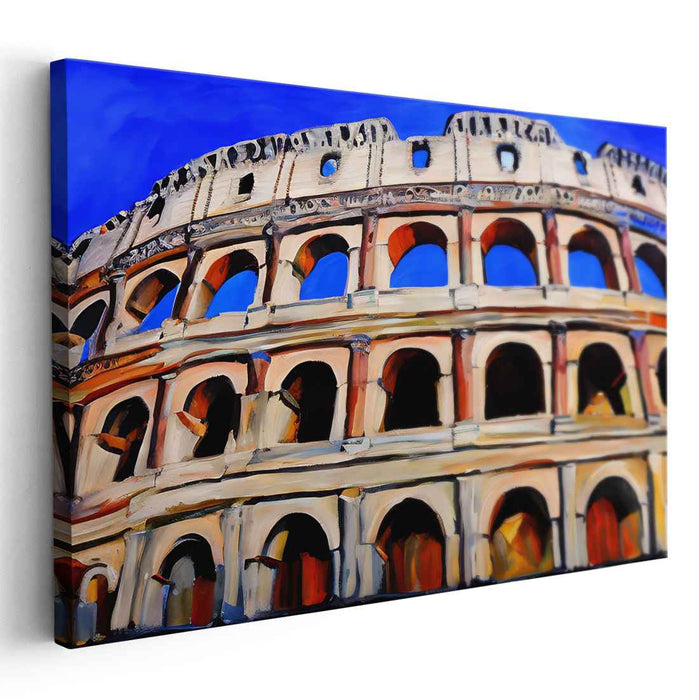 Timeless Heritage Lines: Vibrant Historical Architectural Canvas Art Print