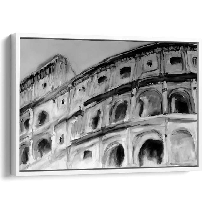 Spectral Shadows Arena: Monochrome Colosseum Art Print