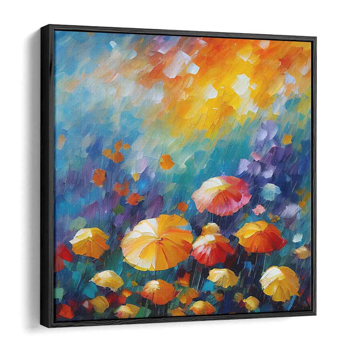Radiant Umbrellas: Abstract Impressionist Color Burst Canvas Art Print