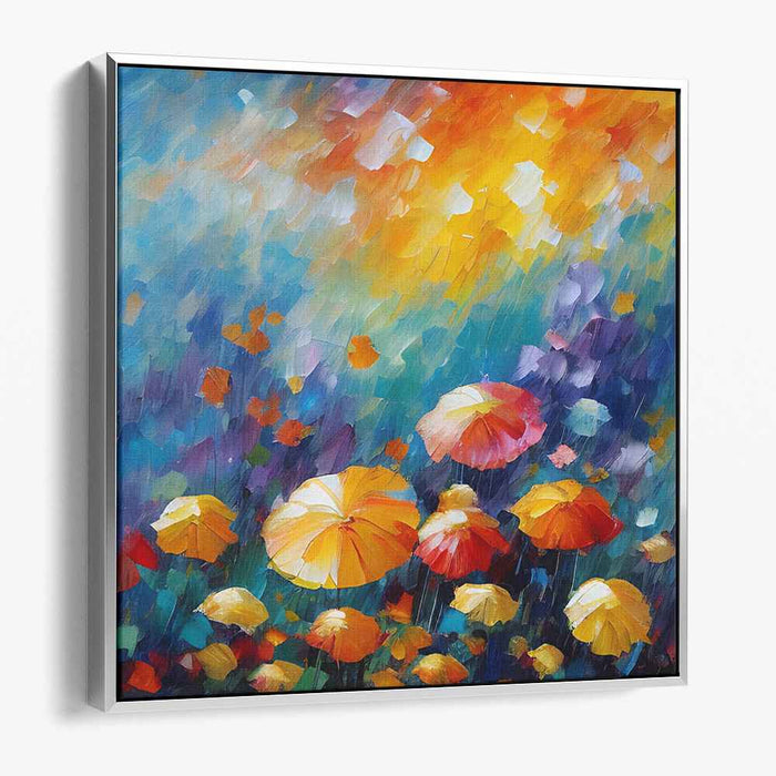 Radiant Umbrellas: Abstract Impressionist Color Burst Canvas Art Print