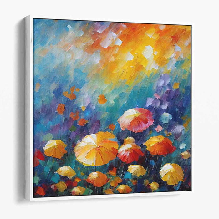 Radiant Umbrellas: Abstract Impressionist Color Burst Canvas Art Print