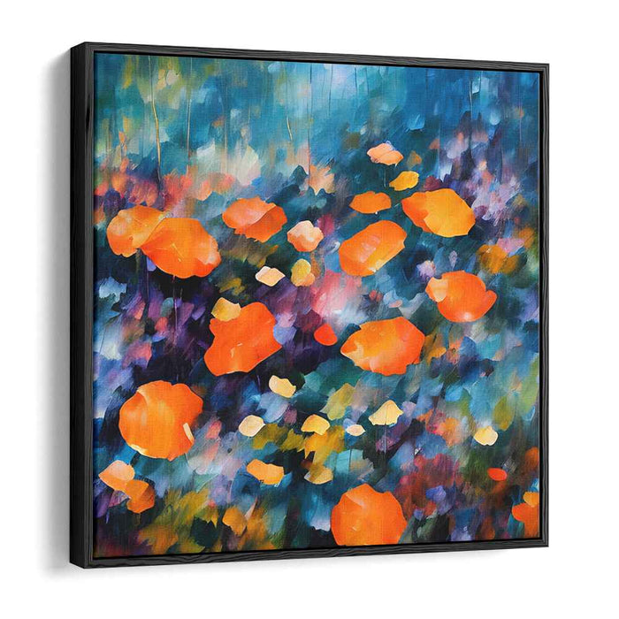Dancing Petals Fusion: Abstract Expressionist Poppy Canvas Art Print