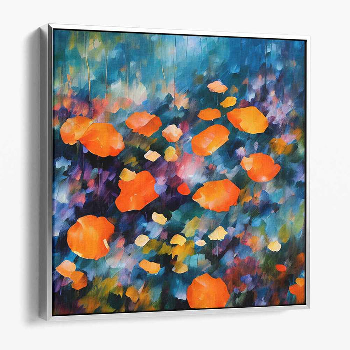 Dancing Petals Fusion: Abstract Expressionist Poppy Canvas Art Print