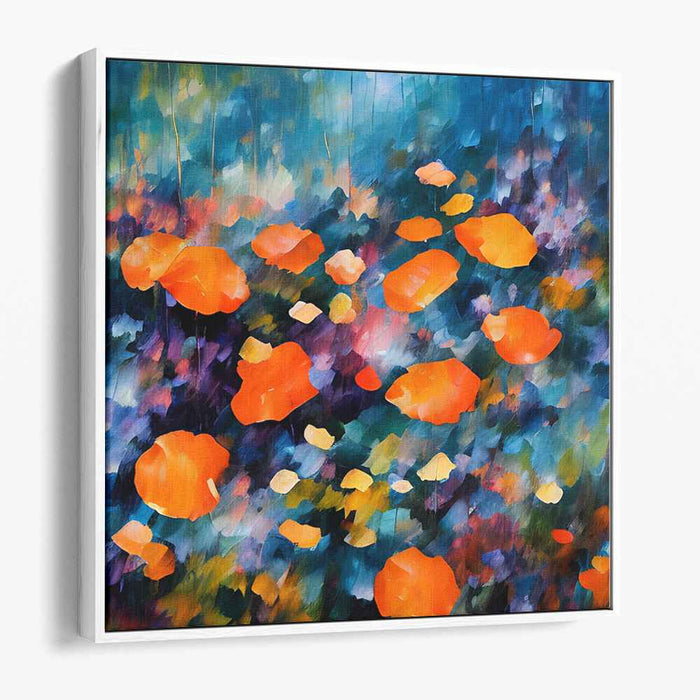Dancing Petals Fusion: Abstract Expressionist Poppy Canvas Art Print