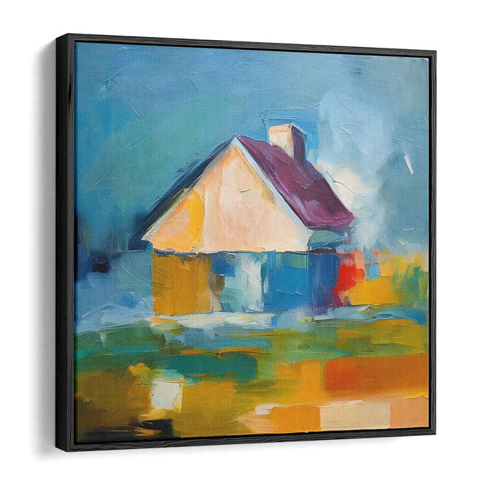 Brush Strokes Retreat: Impressionist Countryside House Canvas Art
