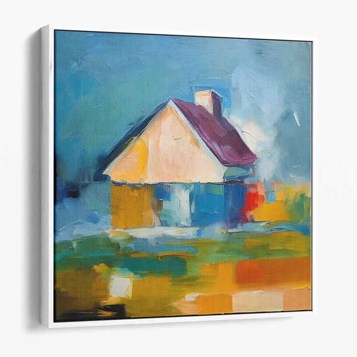 Brush Strokes Retreat: Impressionist Countryside House Canvas Art