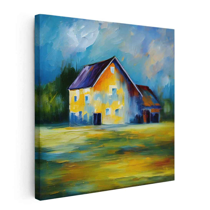Colorful Barnyard Serenade: Impressionistic Barn in Vivid Colors Canvas Art