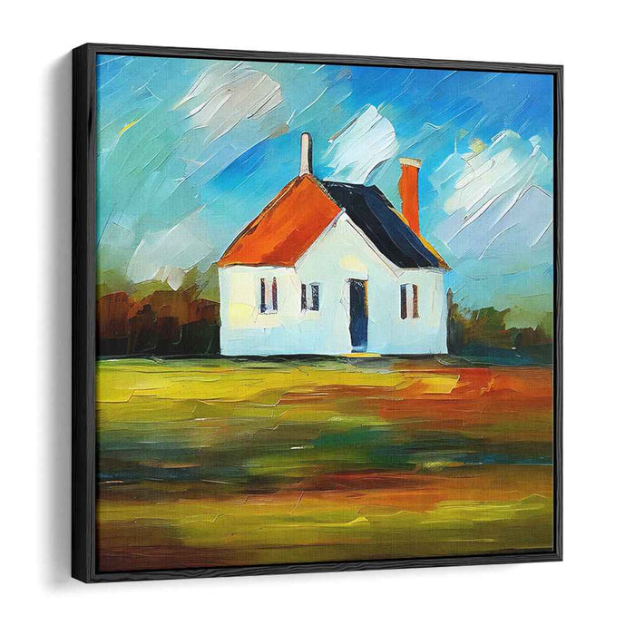 Impressionist Harvest Retreat: Post-Impressionist Homestead Canvas Art Print